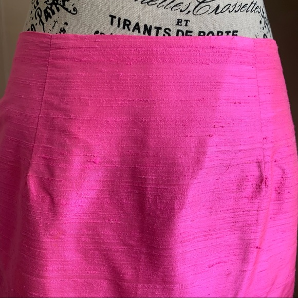 Snappy Turtle Silk Floral Appliqué Trim Pencil Skirt Pink Sz 8 - Picture 3 of 9